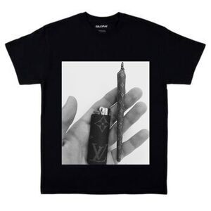 420 "LV" Customized Fan Black Graphic T-Shirt